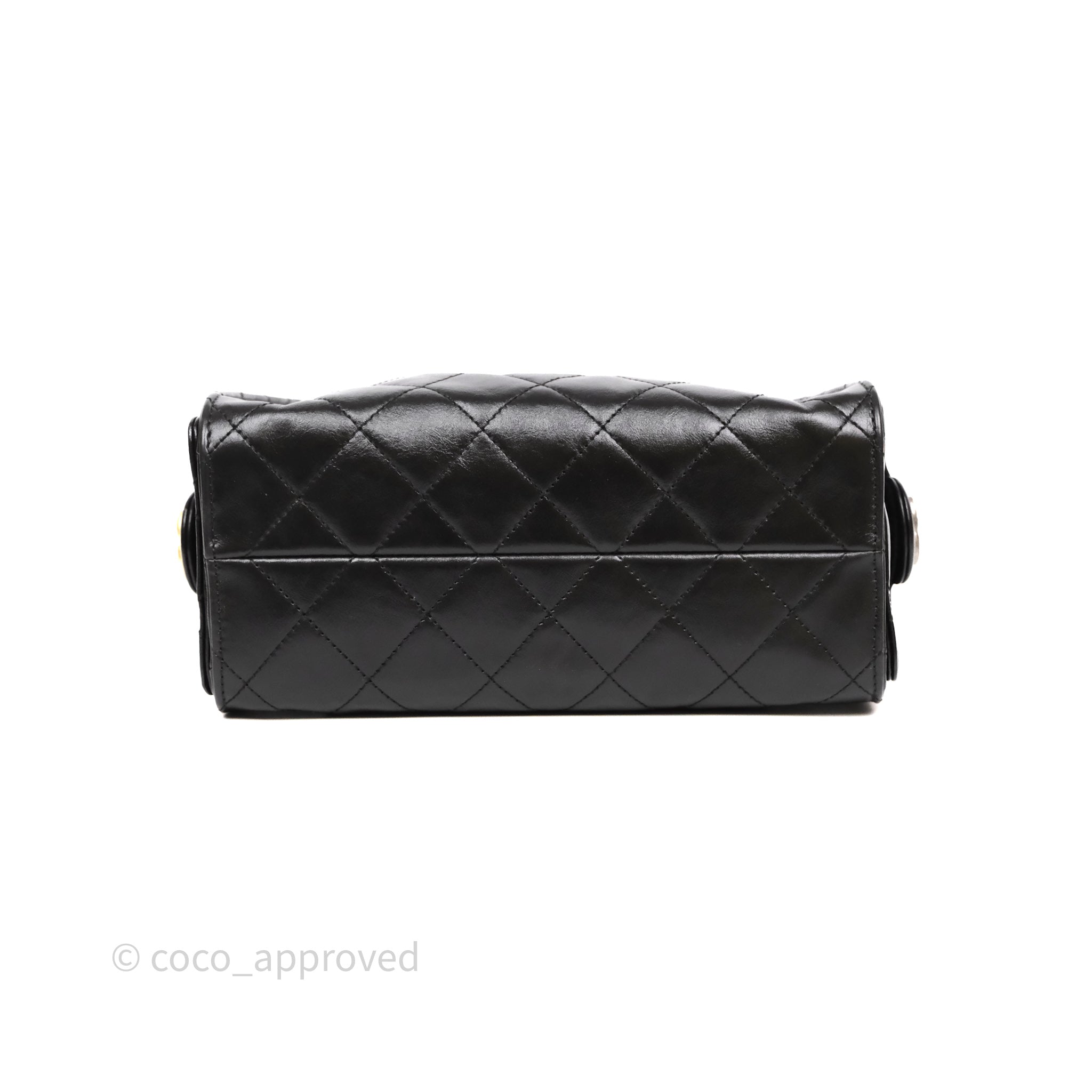 Chanel 25 Mini Black Shiny Crumpled Calfskin Mixed Hardware – Coco