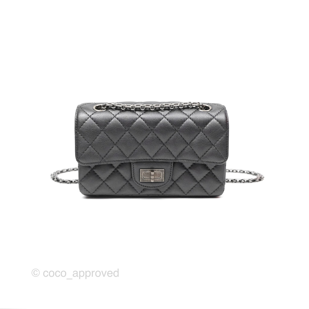 Chanel Mini Reissue 224 Dark Grey Grained Calfskin Ruthenium Hardware