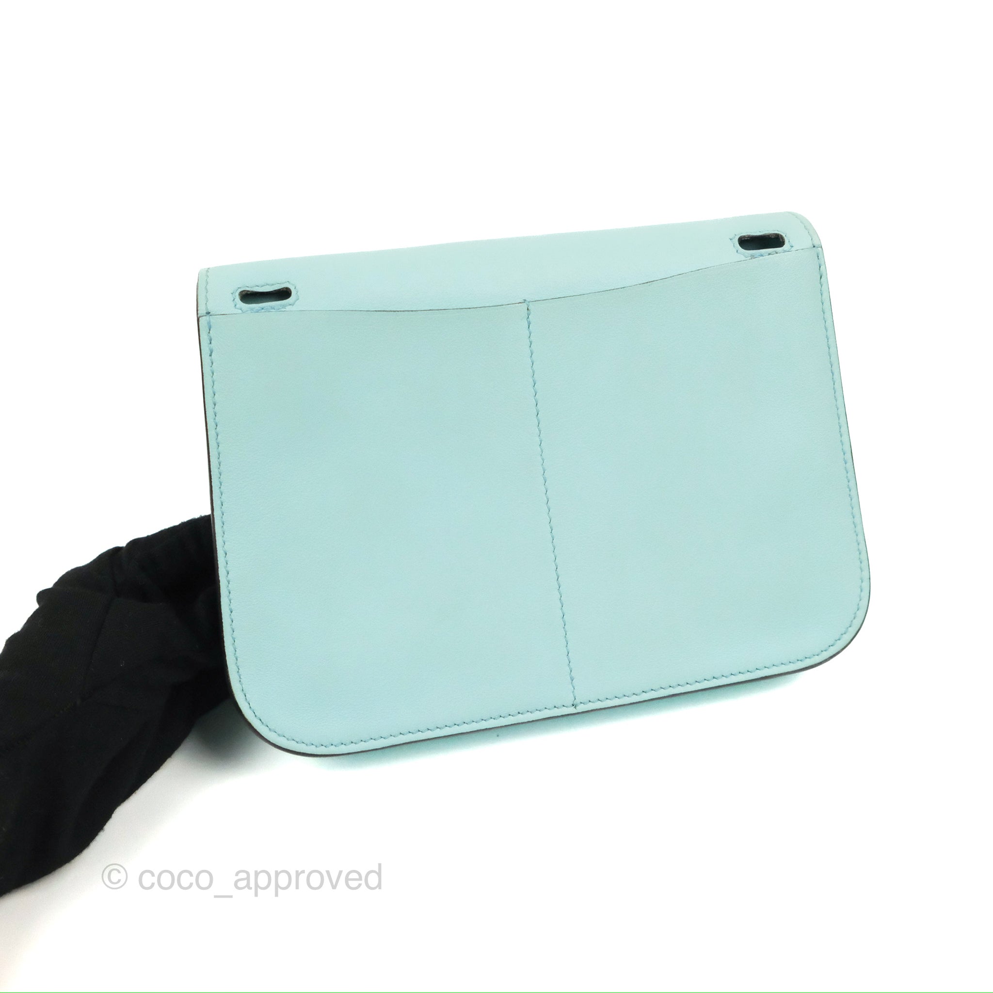 Hermès Halzan 22 Mini Aqua Swift Palladium Hardware – Coco