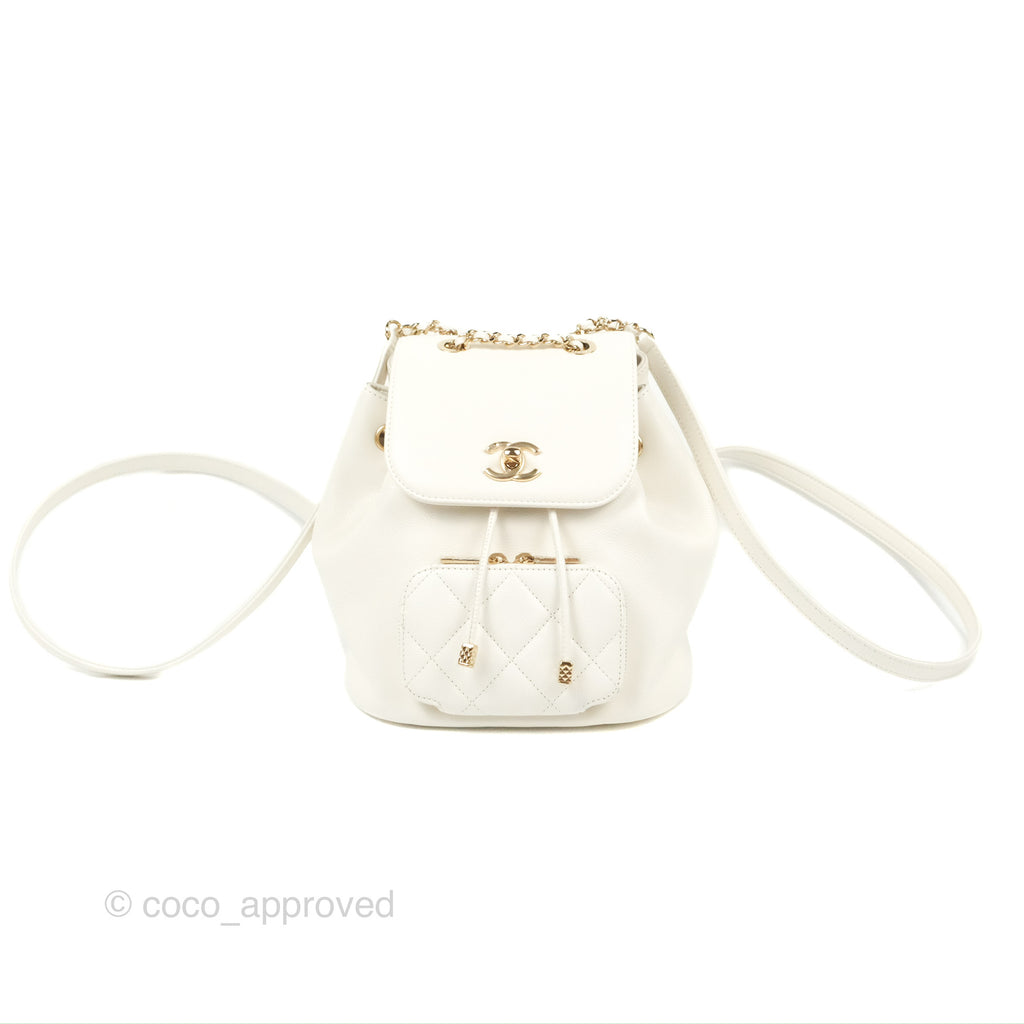 Chanel Mini Business Affinity Backpack White Caviar Gold Hardware 22B