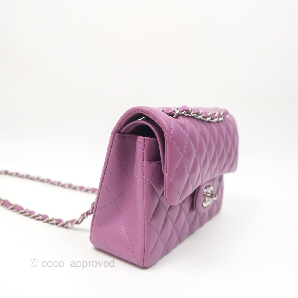 Chanel Small Classic Flap Quilted Purple Lambskin Silver Hardware