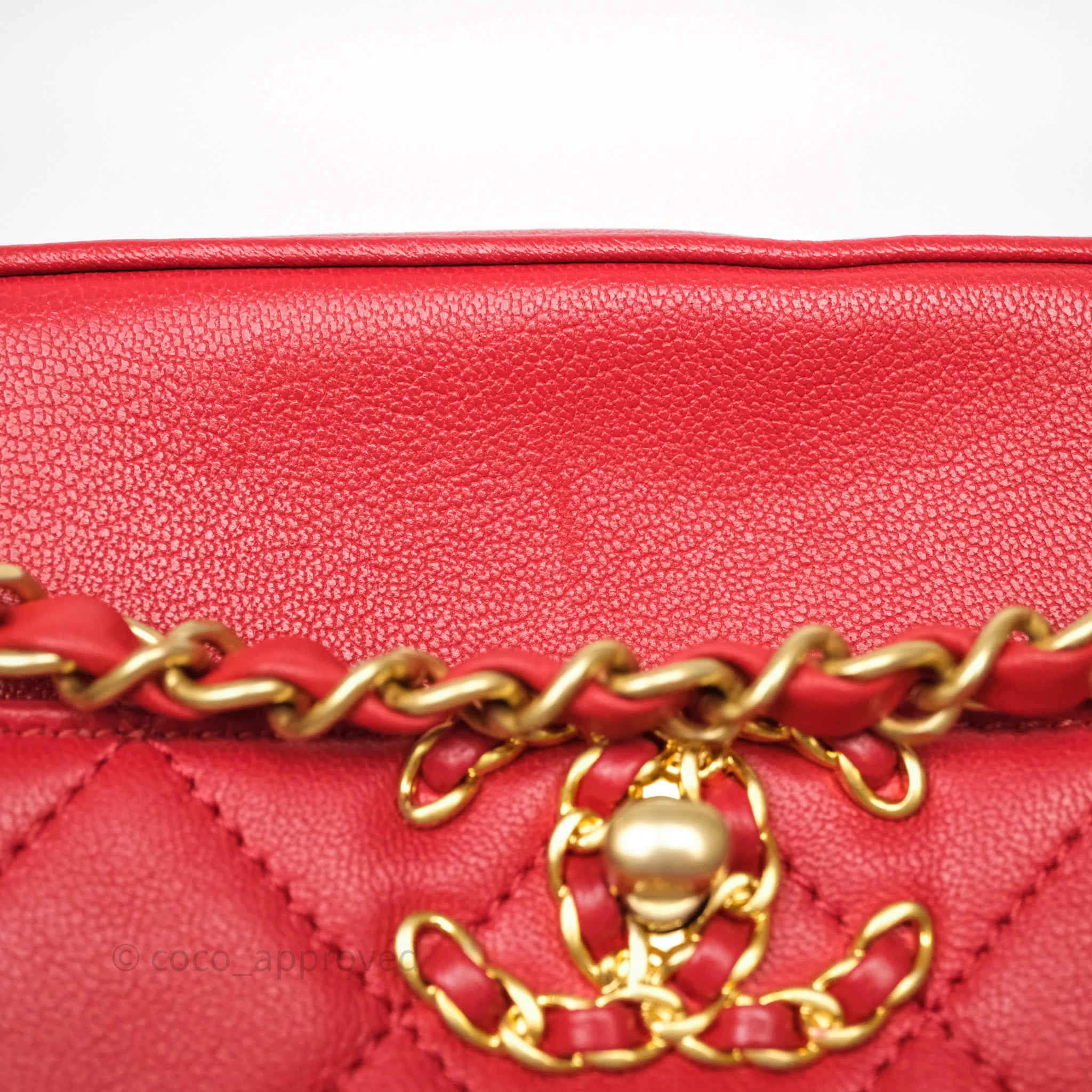 Chanel Infinity Camera Case Red Goatskin Aged Gold Hardware – Coco