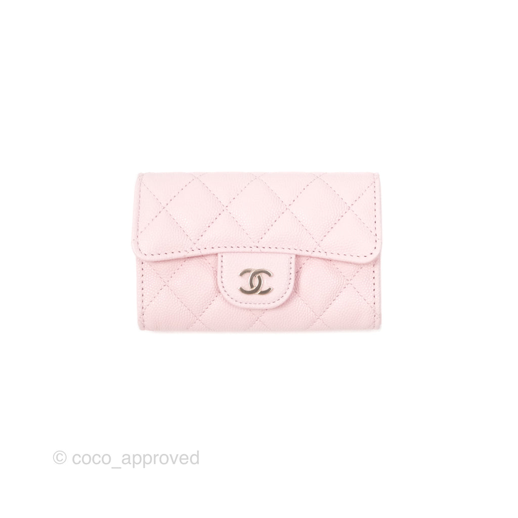 Chanel Quilted Flap Card Holder Caviar Pink Gold Hardware