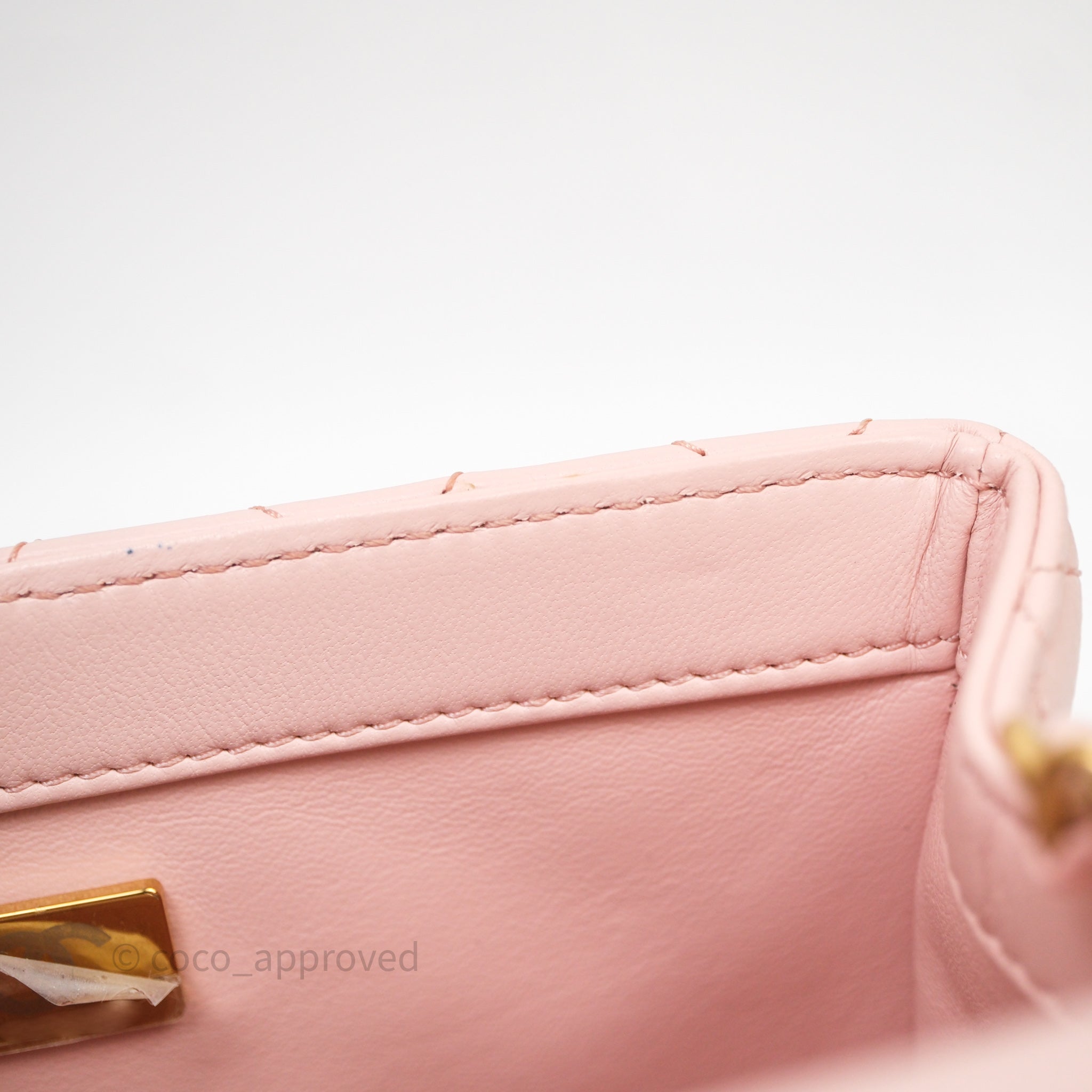Chanel Pearl Crush Mini Square Quilted Pink Lambskin Aged Gold