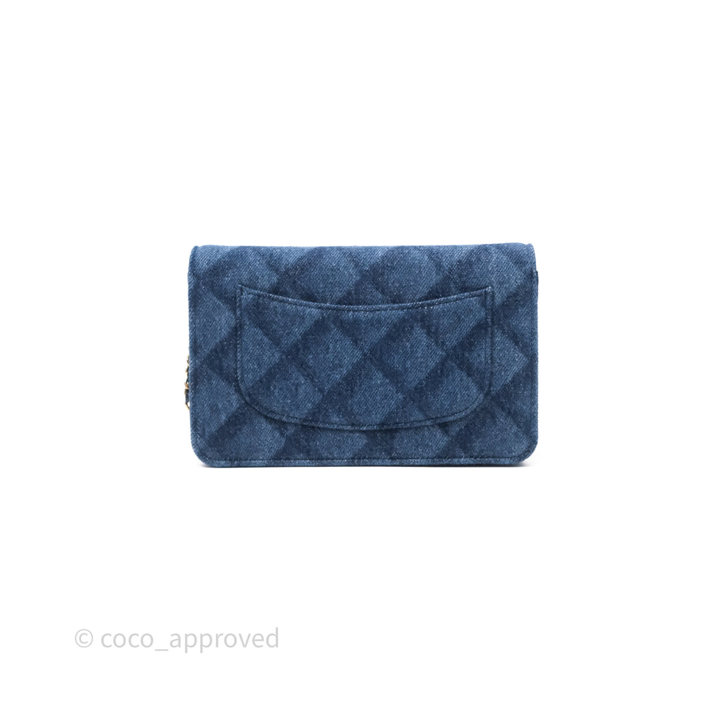 Chanel Quilted Classic Wallet on Chain WOC Denim Gold Hardware