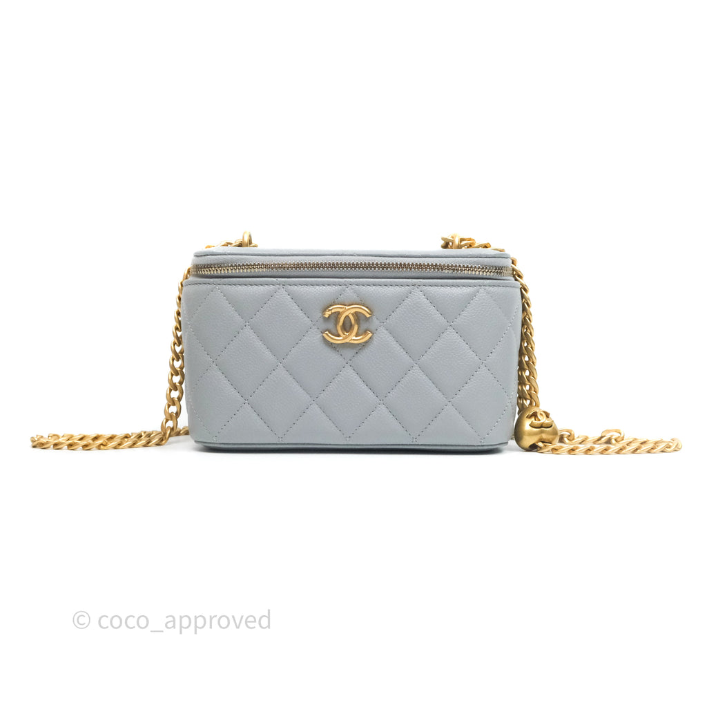 Chanel Heart Crush Vanity With Chain Grey Caviar Aged Gold Hardware