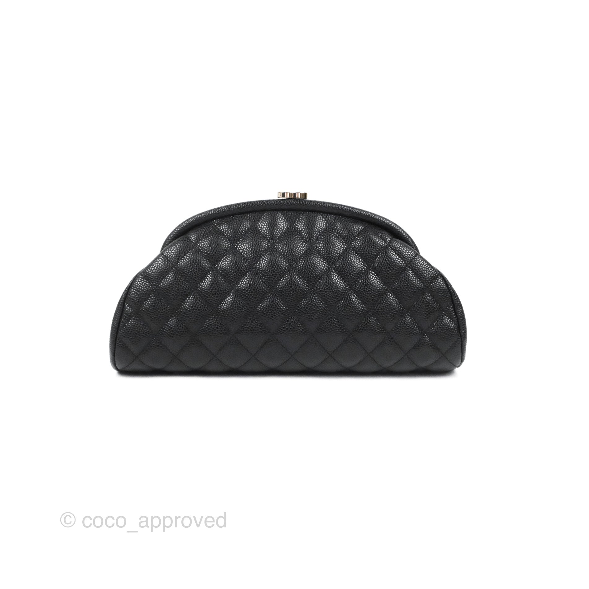 Chanel Quilted Timeless Kisslock Clutch Black Caviar Silver Hardware – Coco  Approved Studio