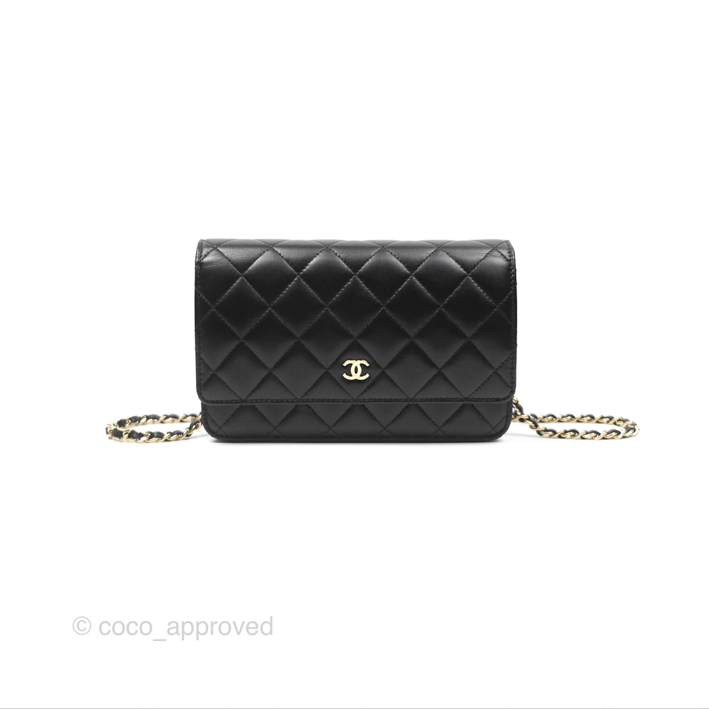 Chanel Quilted Classic WOC Black Lambskin Gold Hardware