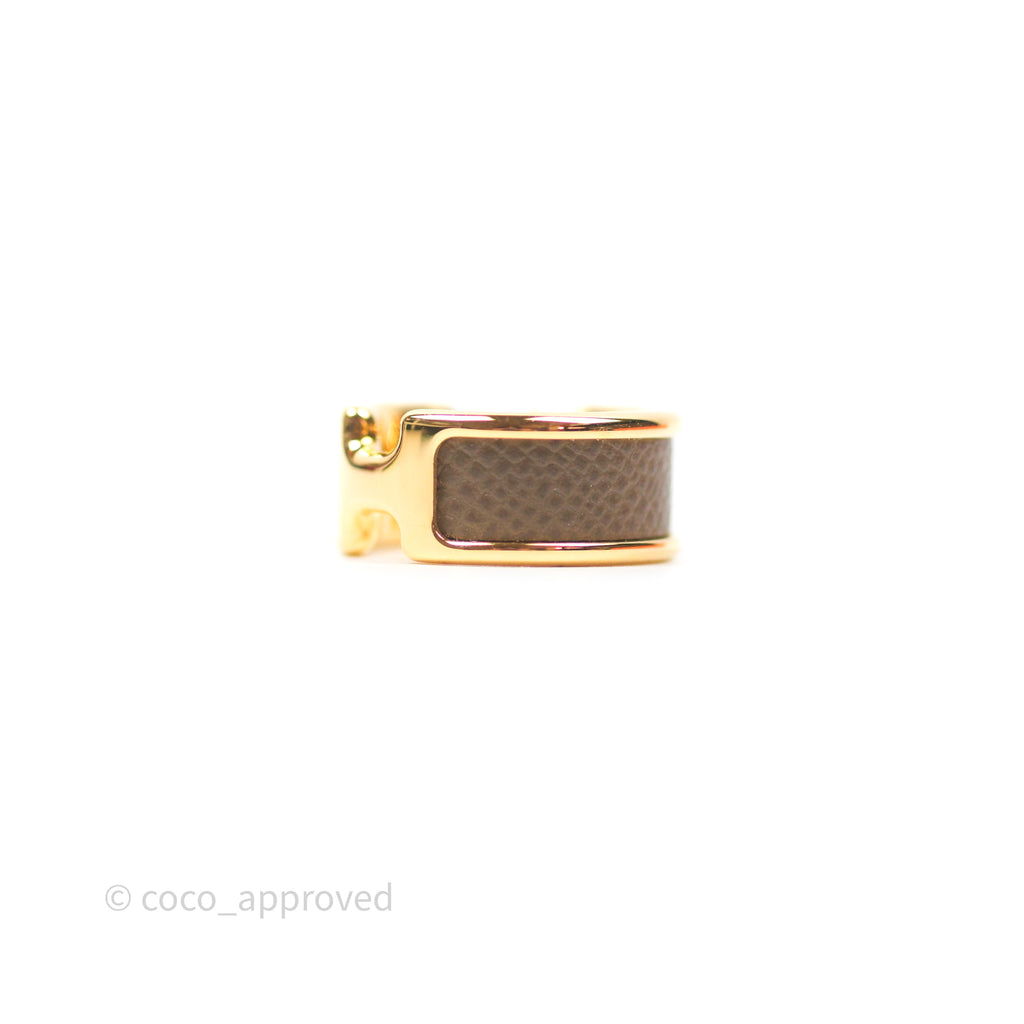 Hermès Olympe Ring Small Model Etoupe 18 Epsom Gold Hardware