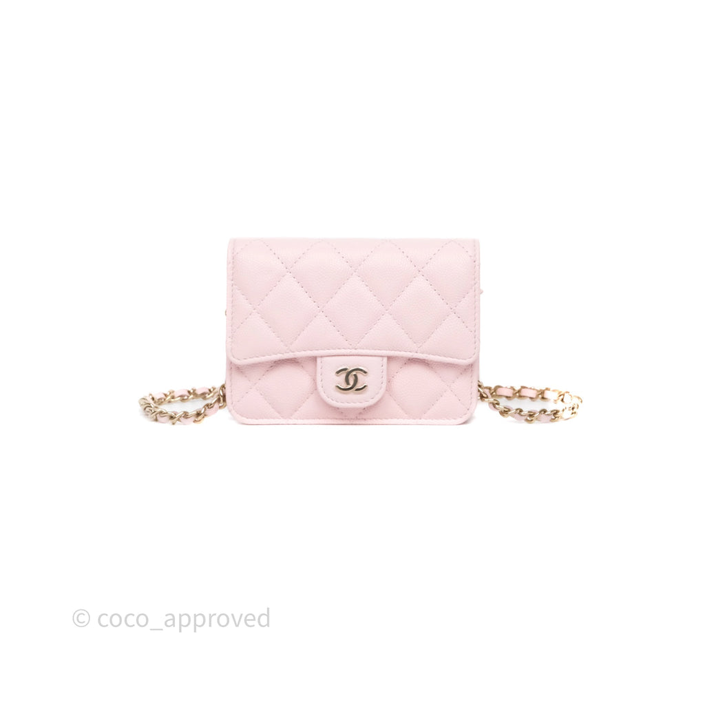 Chanel Mini Clutch With Chain Light Pink Caviar Gold Hardware