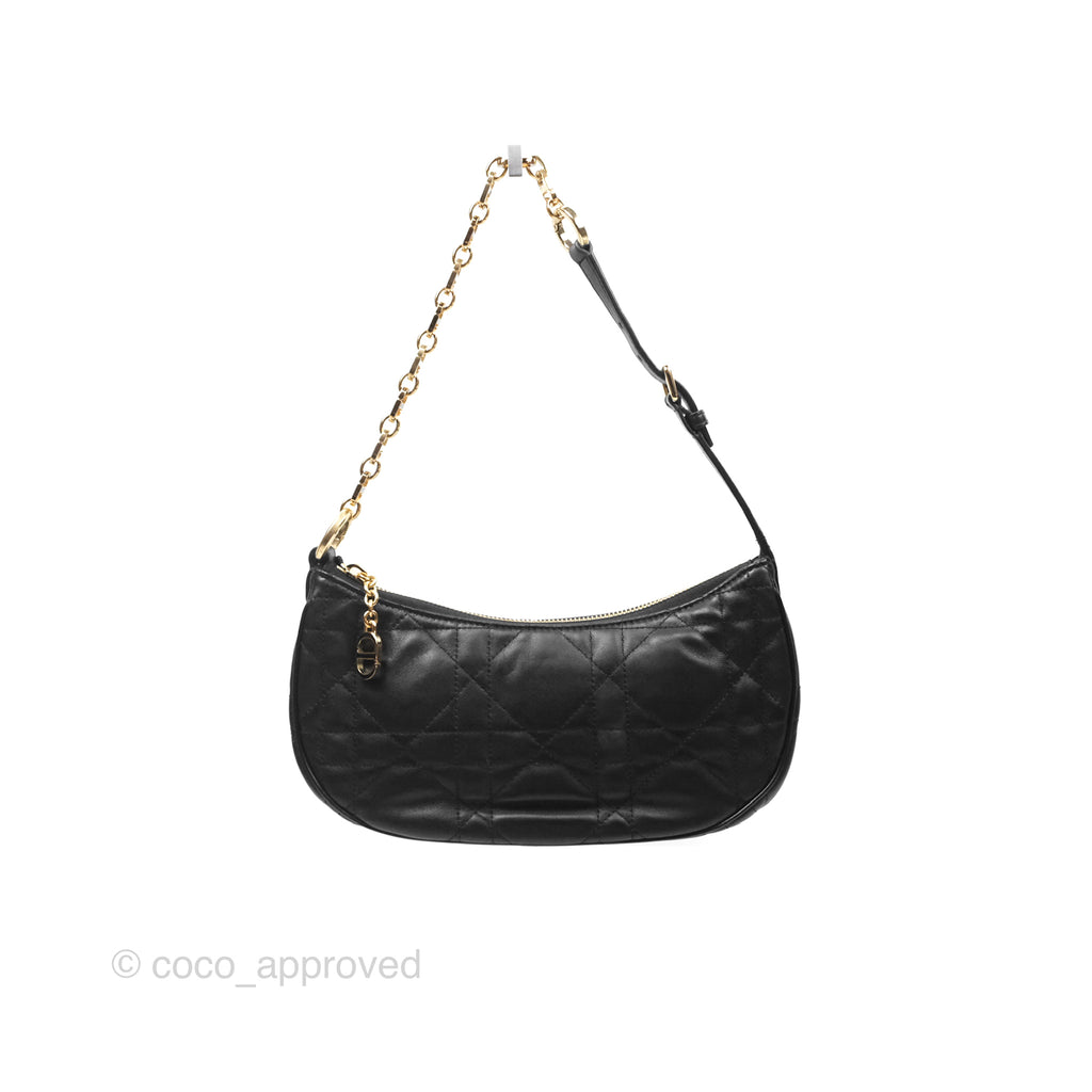 Christian Dior CD Lounge Bag Black Supple Macrocannage Lambskin