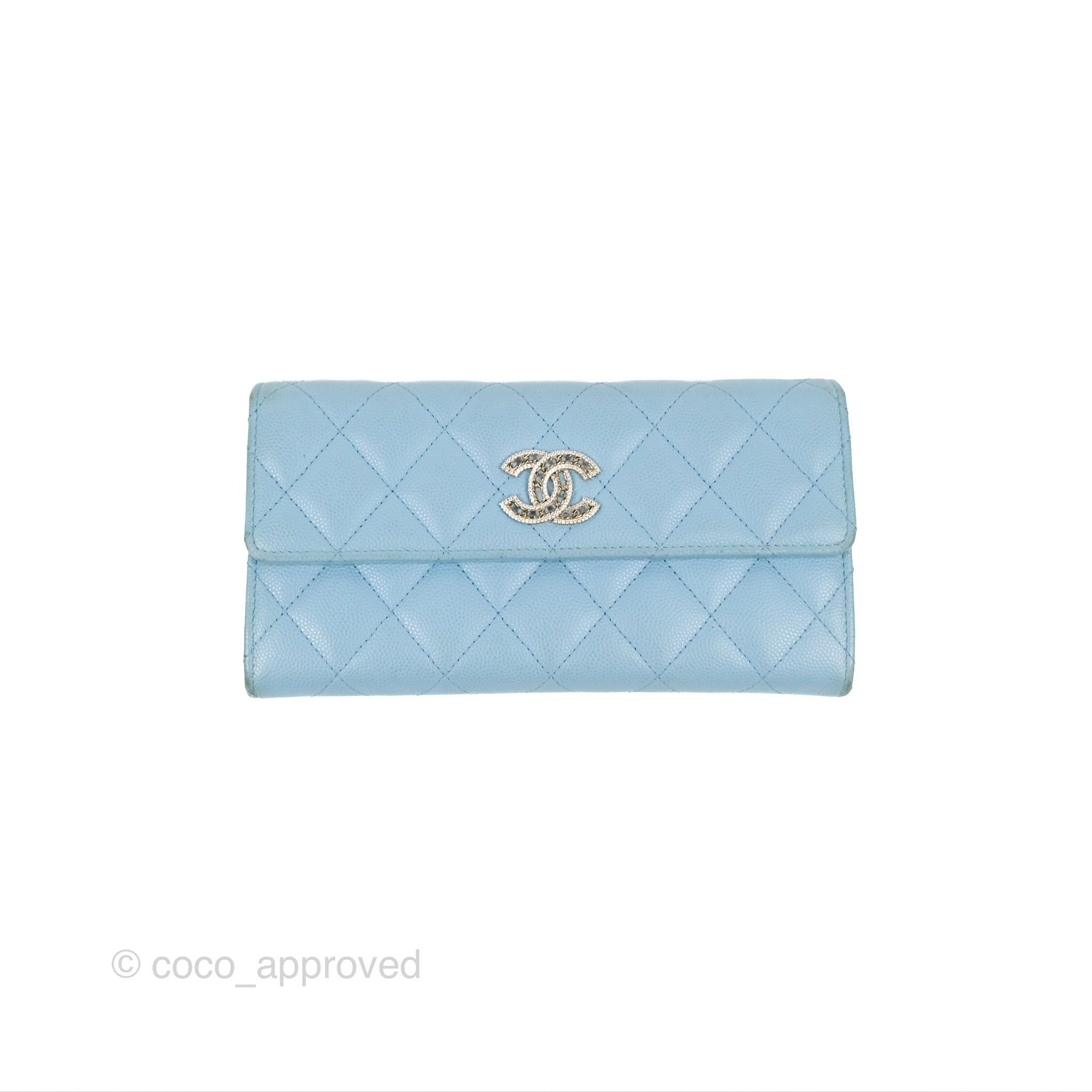 Chanel Long Flap Wallet Blue Caviar Gold Hardware