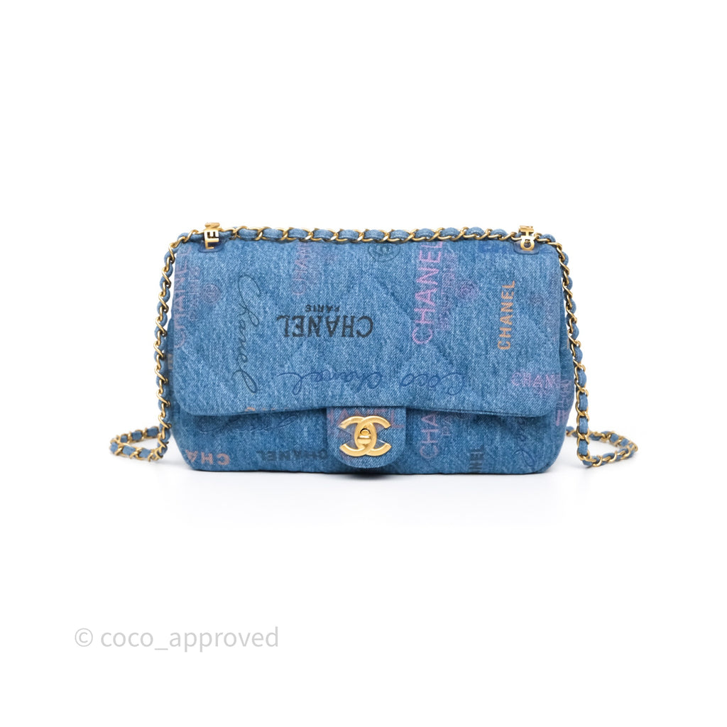 Chanel Large Denim Mood Flap Quilted Blue Multicolor 22P