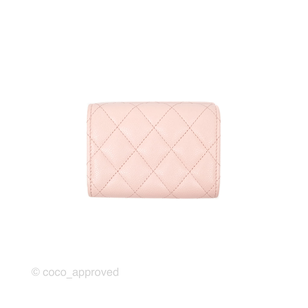 Chanel Quilted Small Classic Flap Trifold Wallet Pink Caviar Gold Hardware