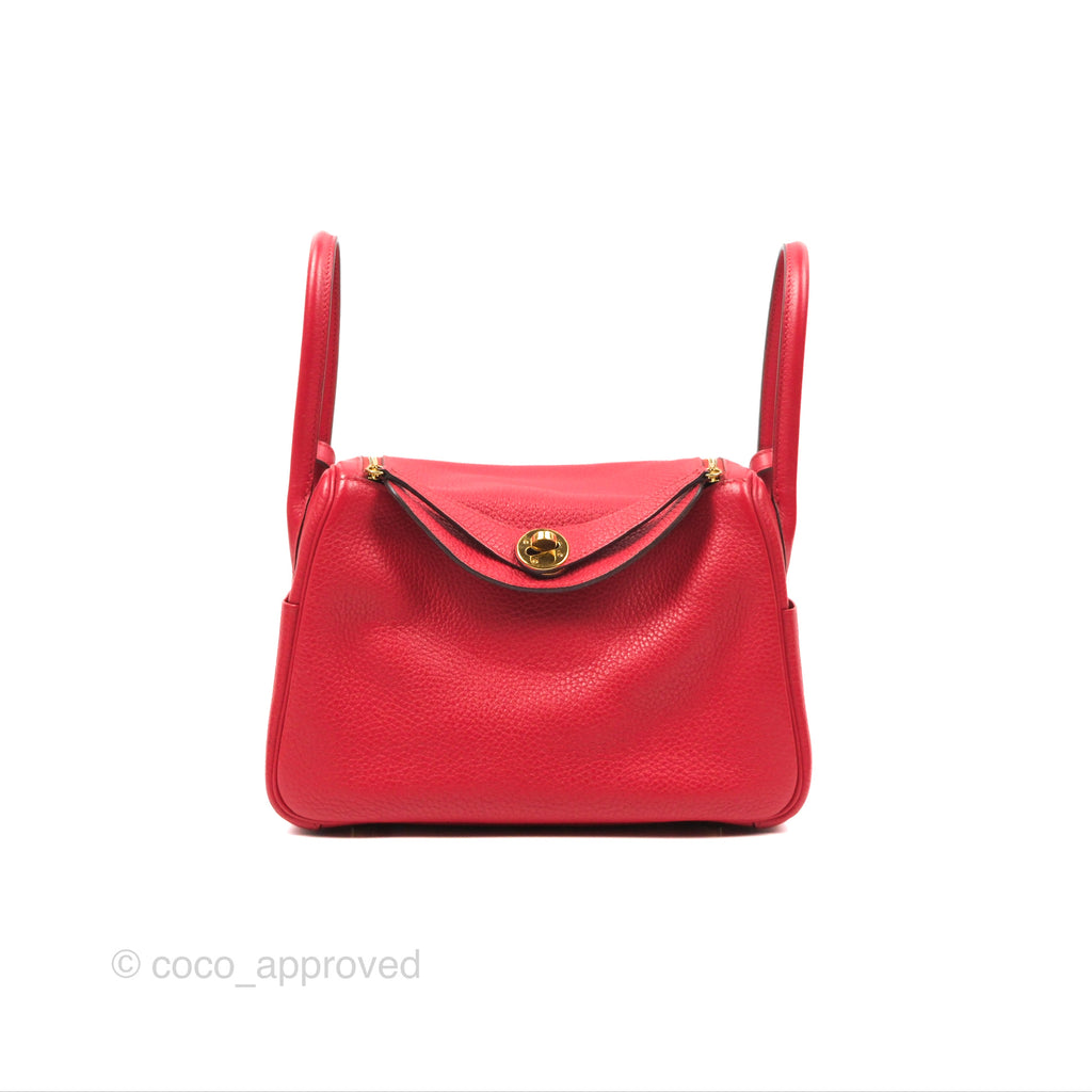 Hermès Lindy 26 Rouge Tomate Clemence Gold Hardware