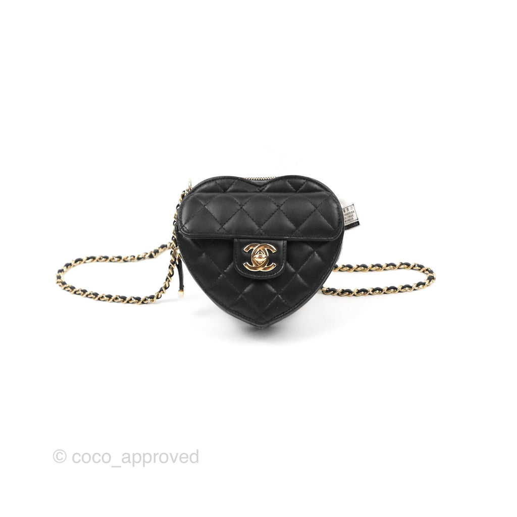 Chanel Small Heart Bag Black Lambskin Gold Hardware 22S