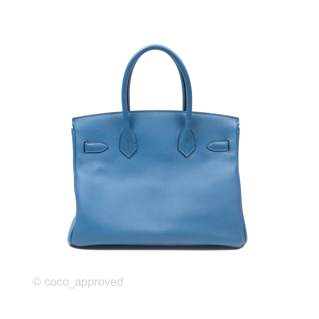 Hermès Birkin 30 Retourne Bleu Brighton 7E Epsom Gold Hardware