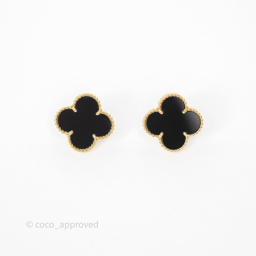 Van Cleef & Arpels Magic Alhambra Earrings 18K Yellow Gold Onyx