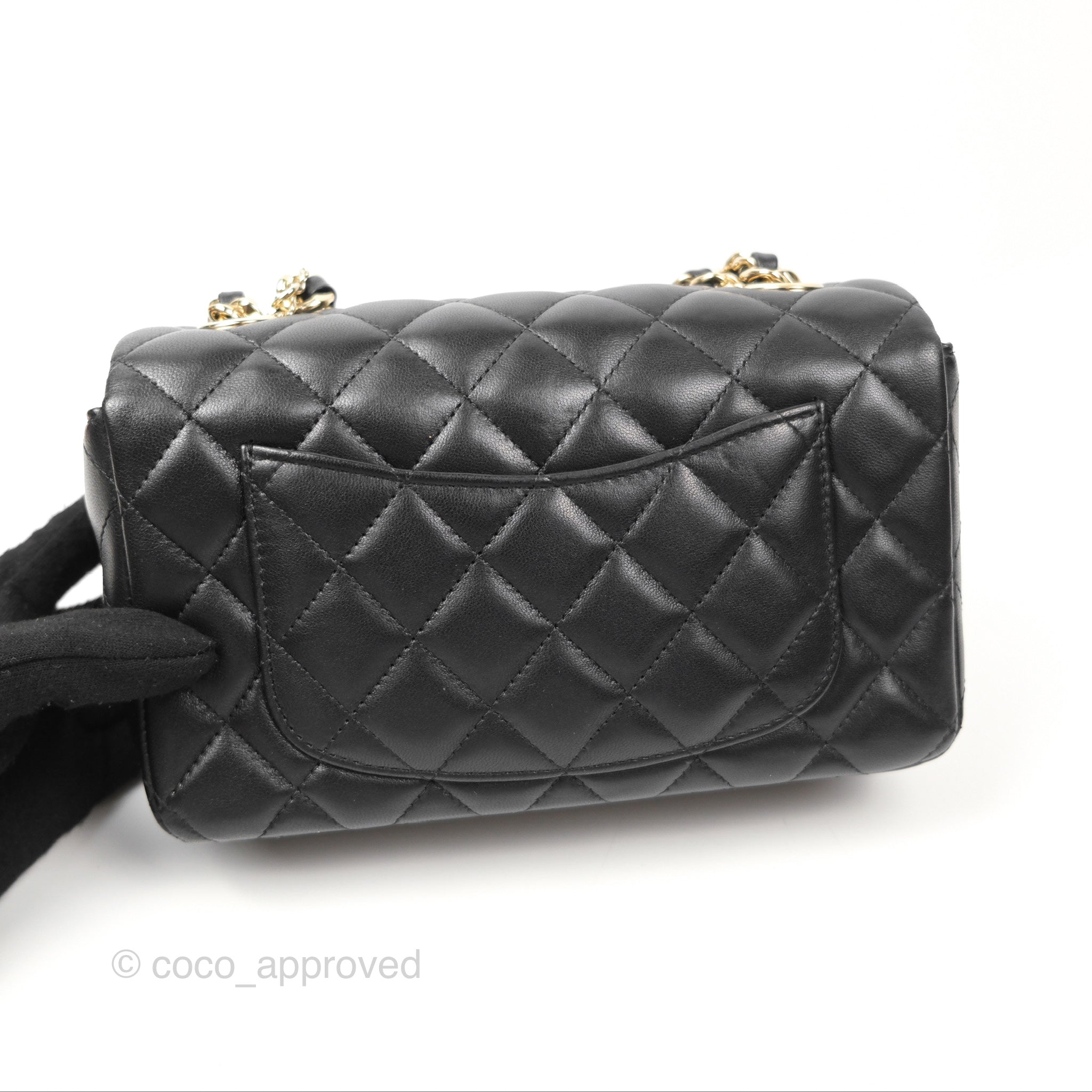 Chanel Quilted Mini Rectangular Flap With Charms Black Lambskin