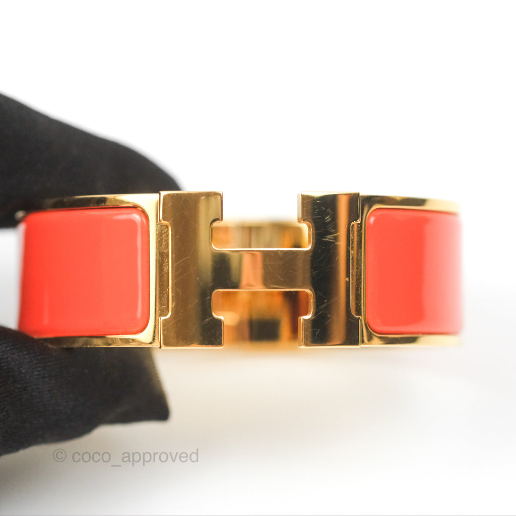 Hermès Clic Clac H Bracelet Orange Fruité Rose Gold PM