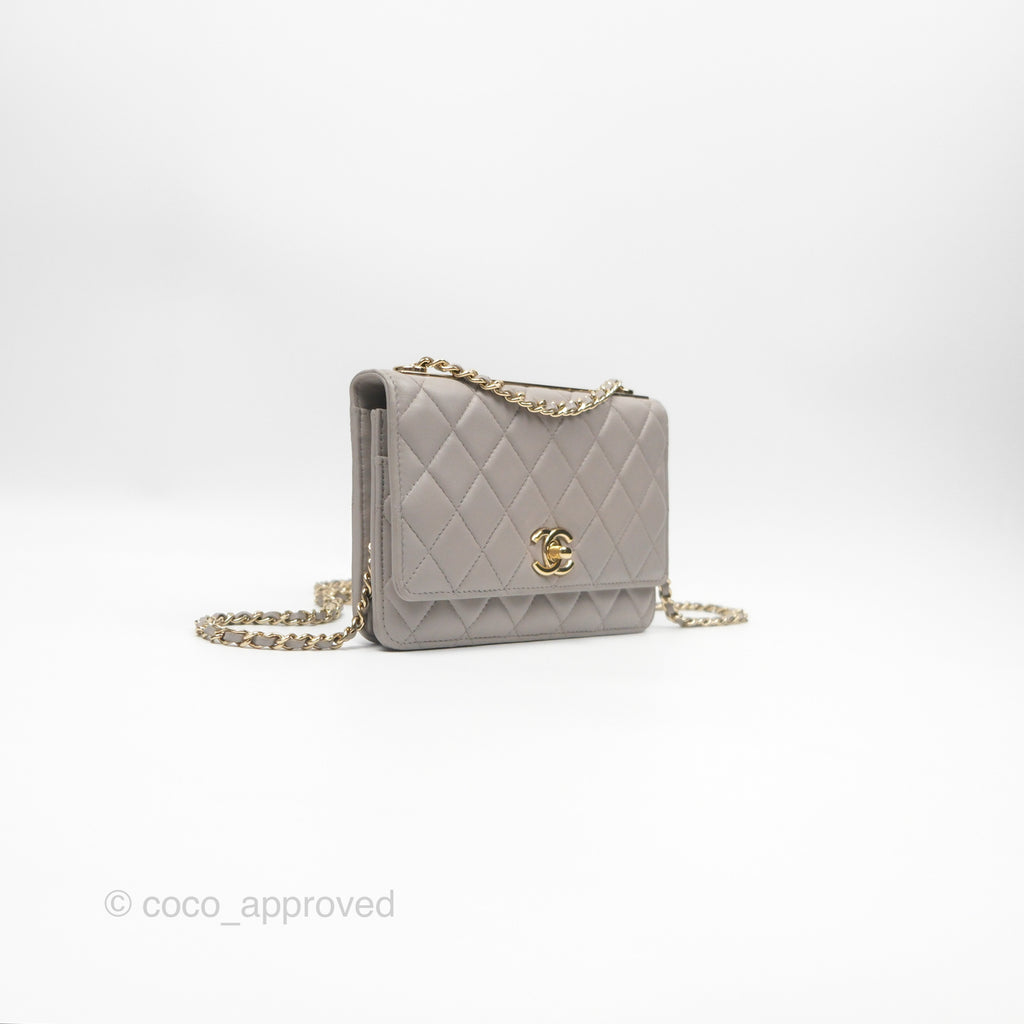 Chanel Trendy CC WOC Quilted Grey Lambskin Gold Hardware