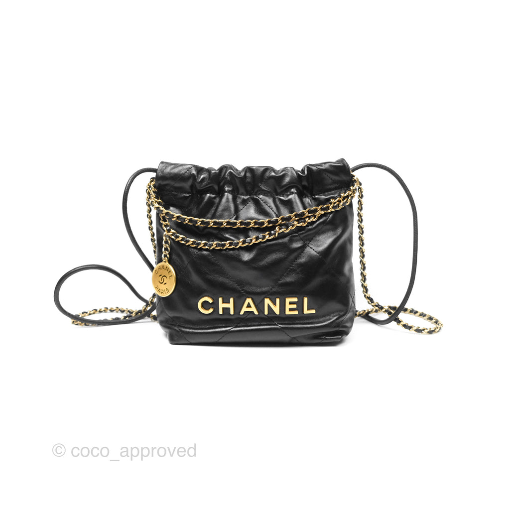 Chanel 22 Mini Bag Black Crumpled Calfskin