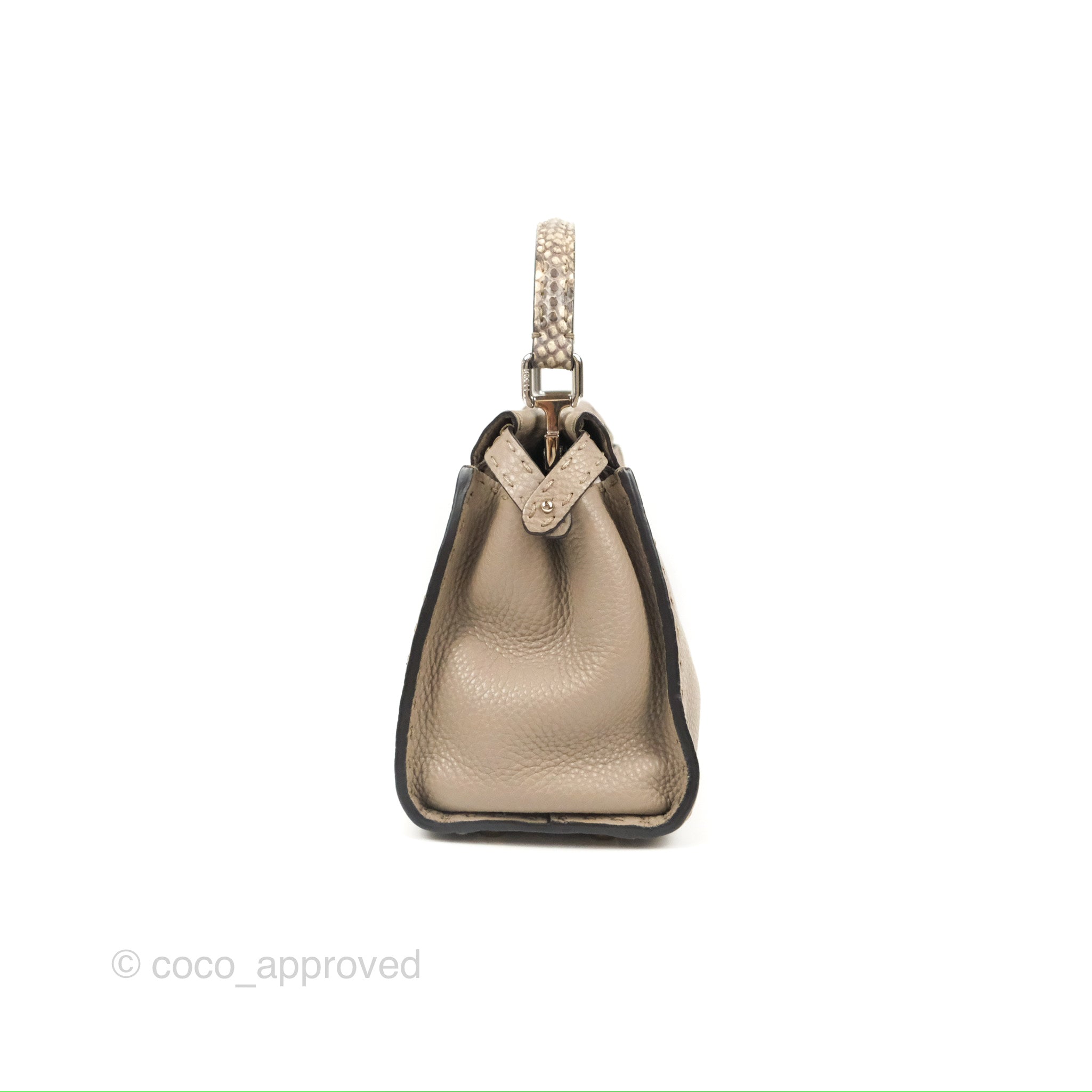 Fendi Mini Peekaboo Dove Grey Selleria Bag Cuoio Romano Python – Coco  Approved Studio