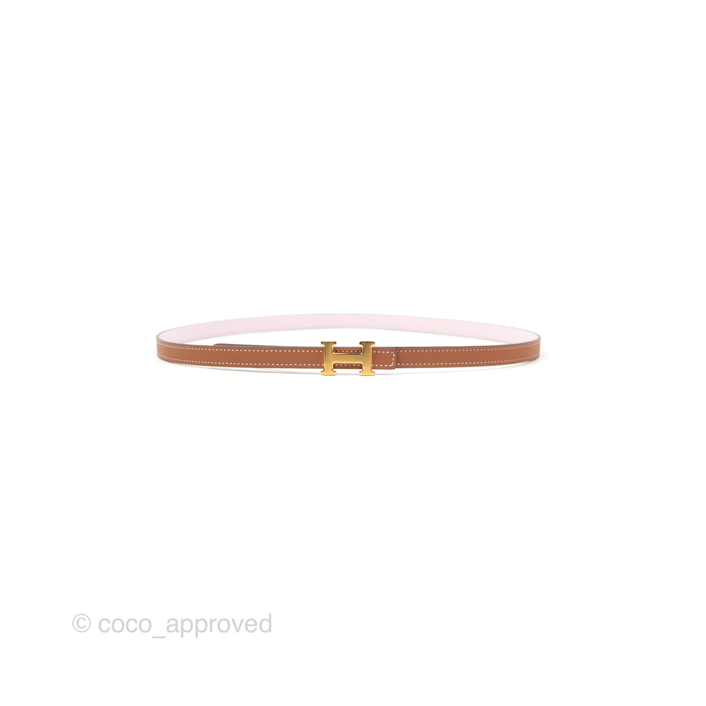 Hermès H Constance Mini Belt Buckle & Reversible Mauve Pale 09/ Gold 37 Swift / Epsom Gold Hardware