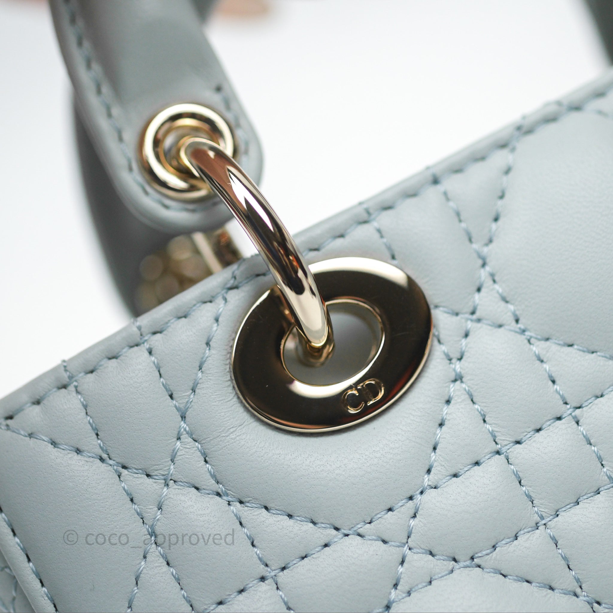 Christian Dior Micro ladydior 水色 レザー DIOR | Lady Dior マイクロバッグ カナージュ ラムスキン