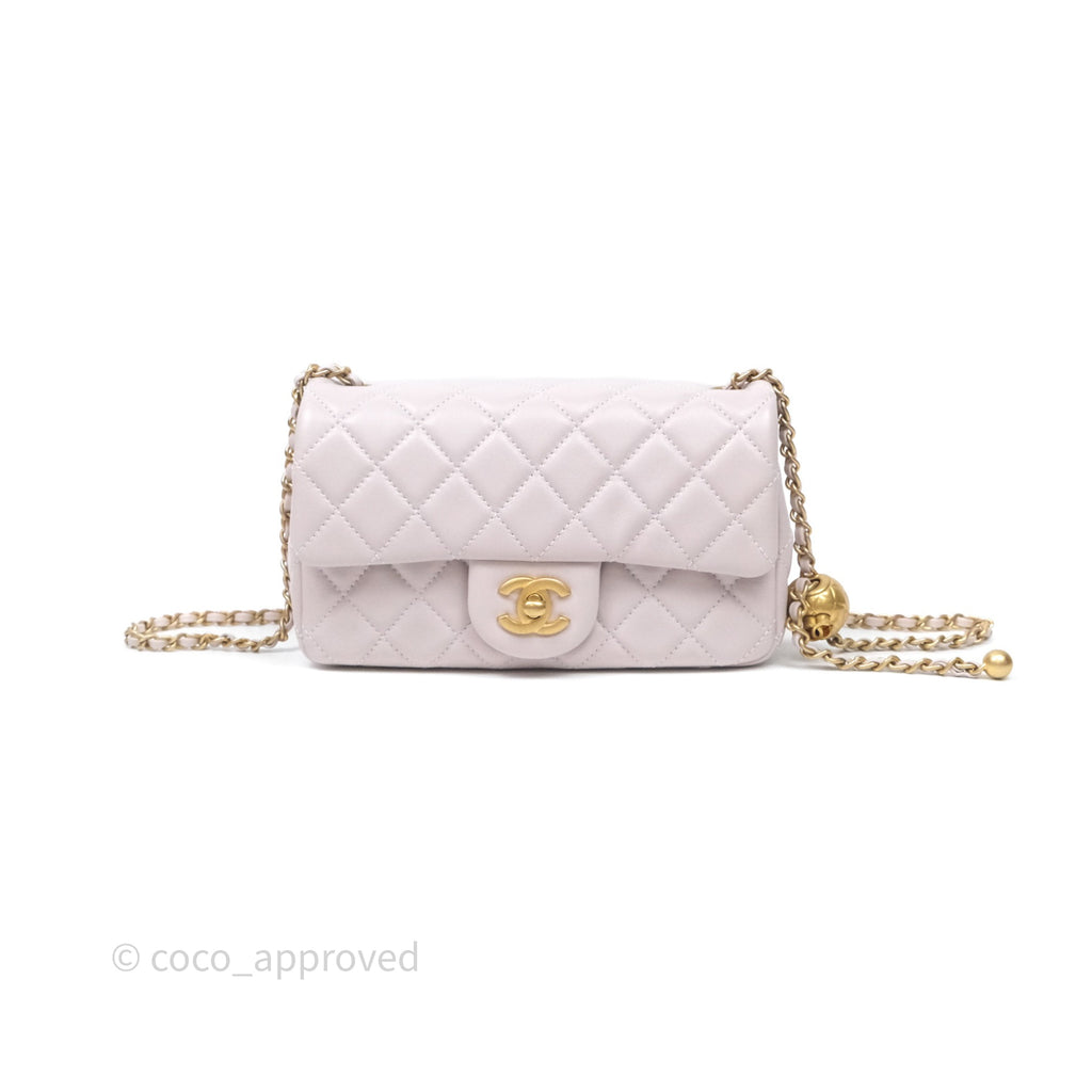 Chanel Mini Rectangular Pearl Crush Lilac Lambskin Aged Gold Hardware