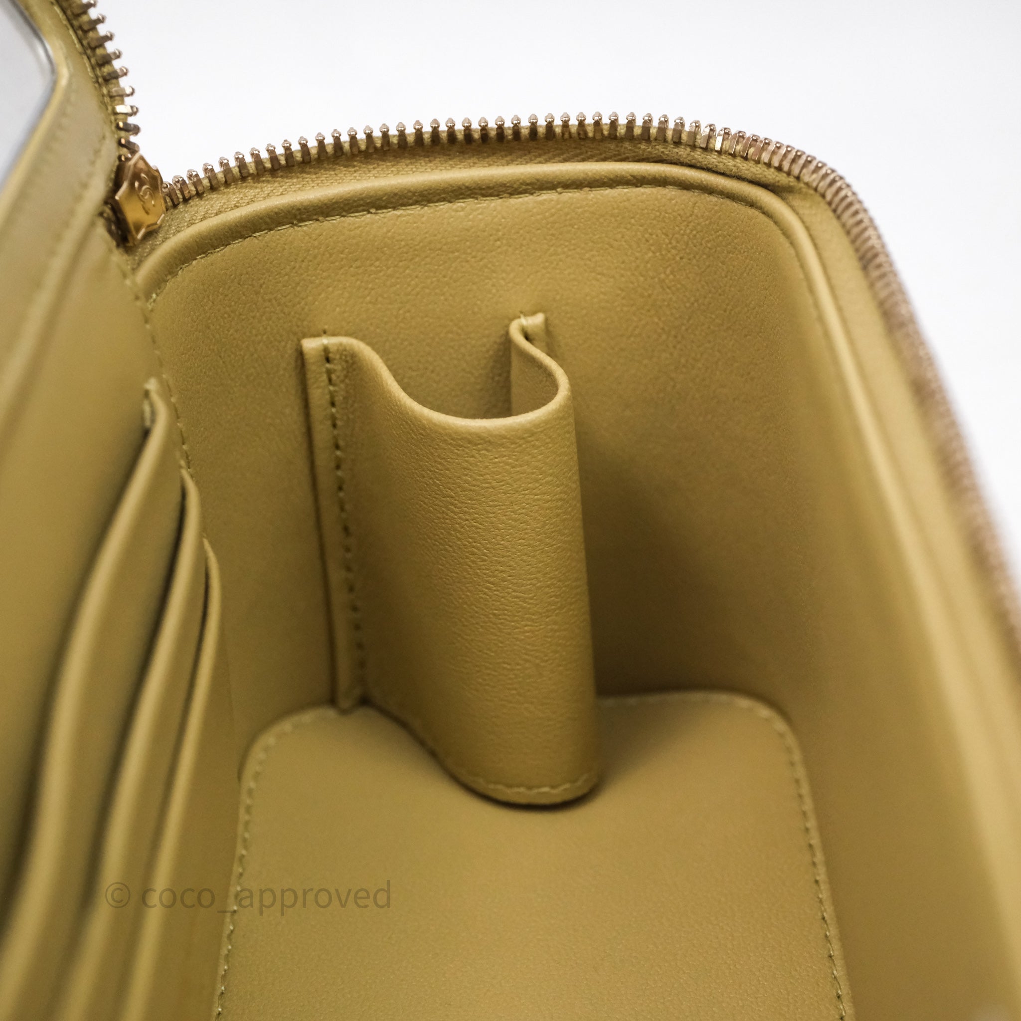 Chanel Top Handle Vanity with Chain Olive Green Lambskin Aged Gold