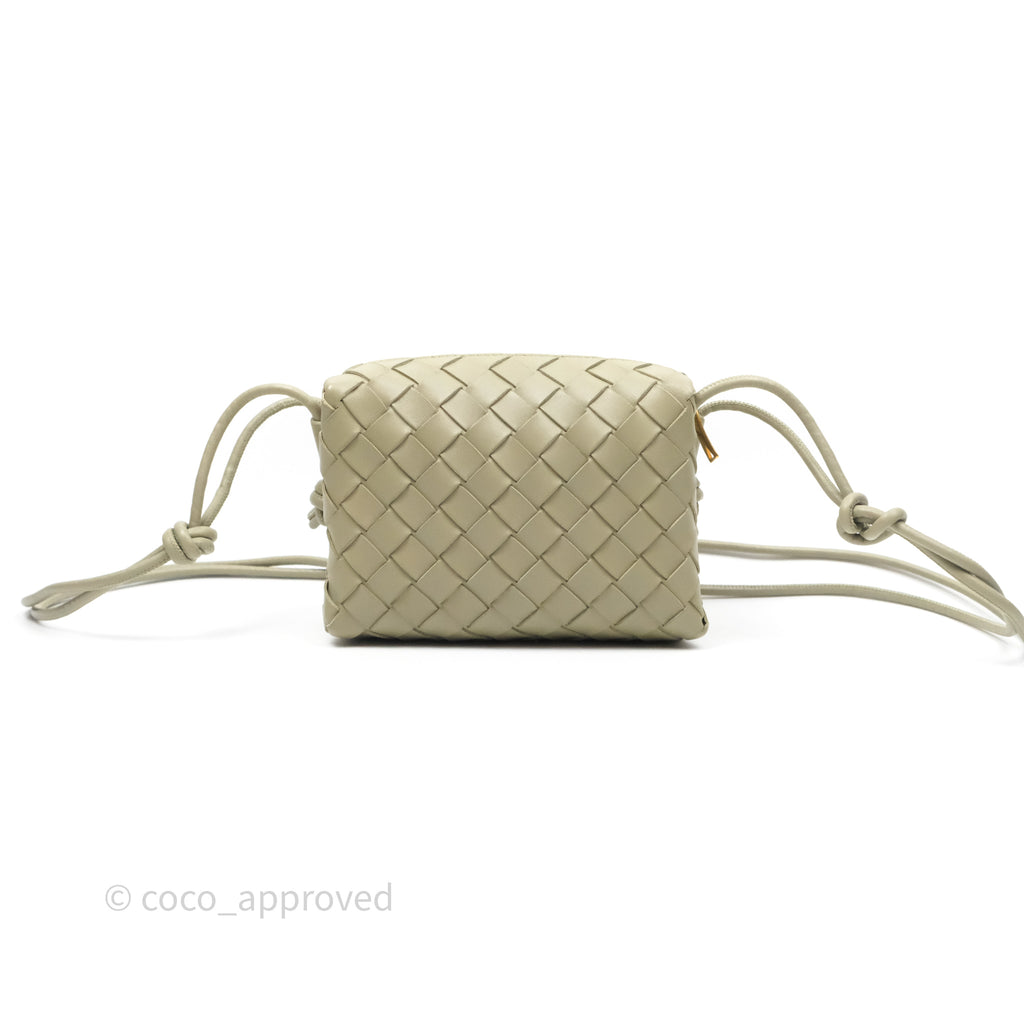 Bottega Veneta Mini Loop Camera Bag Intrecciato Lambskin Travertine