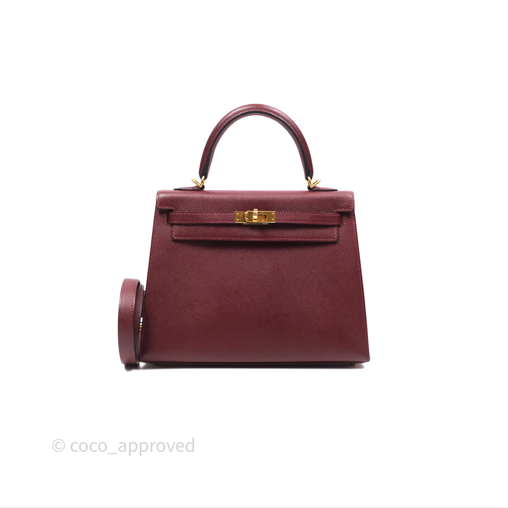 Hermès Sellier Kelly 25 Rouge H Epsom Gold Hardware
