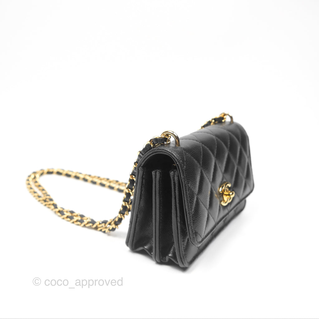 Chanel WOC Bag Charm Black Caviar Gold Hardware