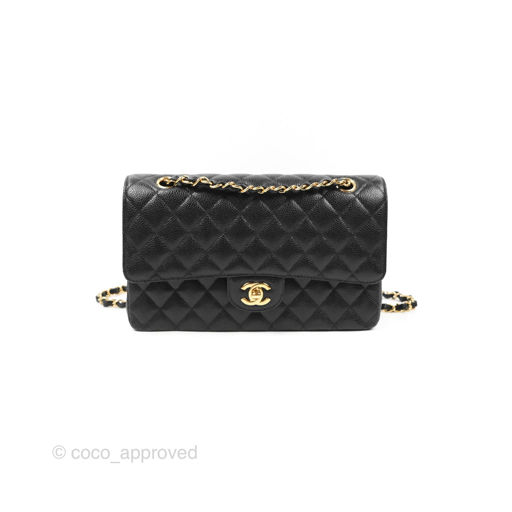 Chanel Classic M/L Medium Flap Quilted Black Caviar Gold Hardware