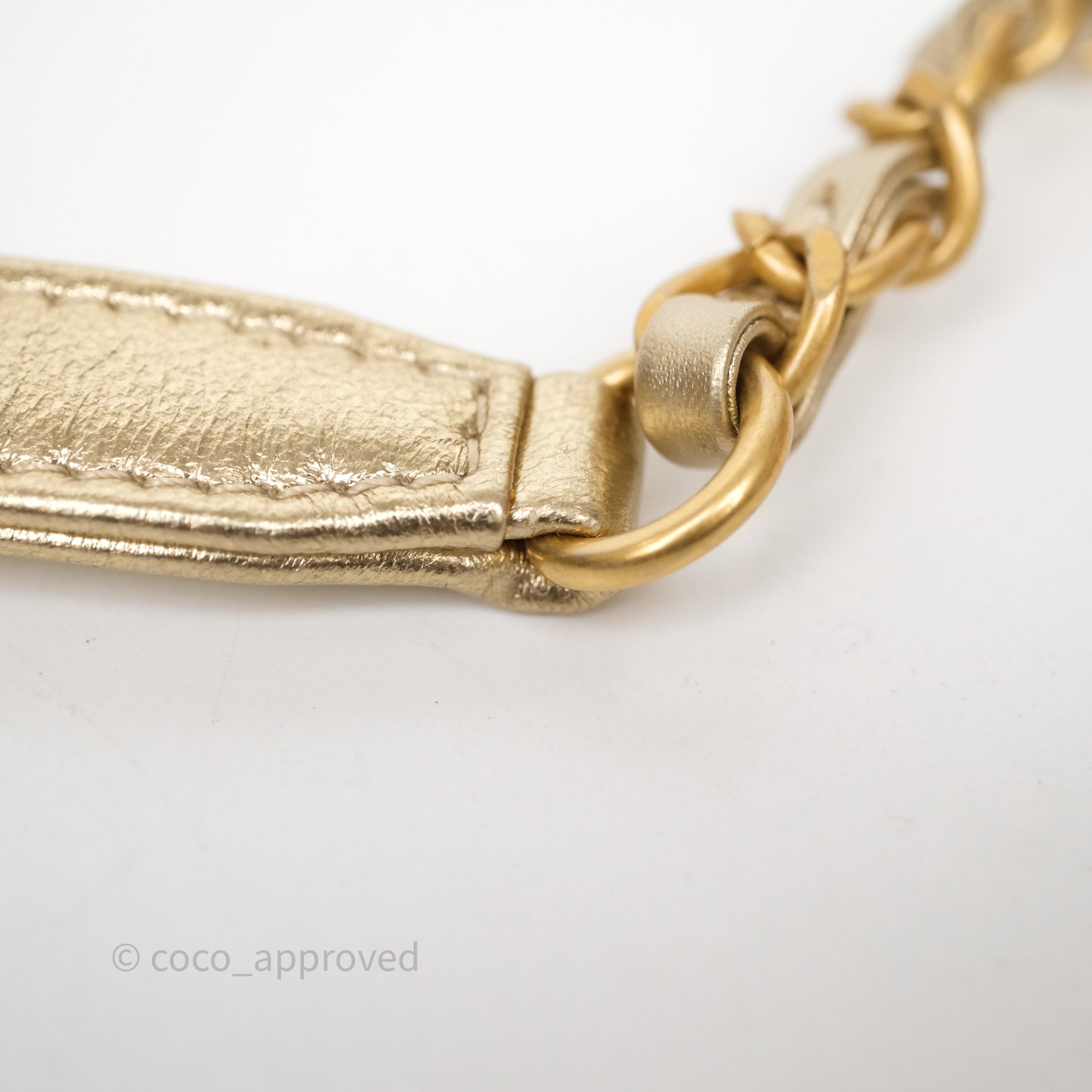 Chanel Mini Crystal Logo Handle Flap Bag Metallic Gold Lambskin