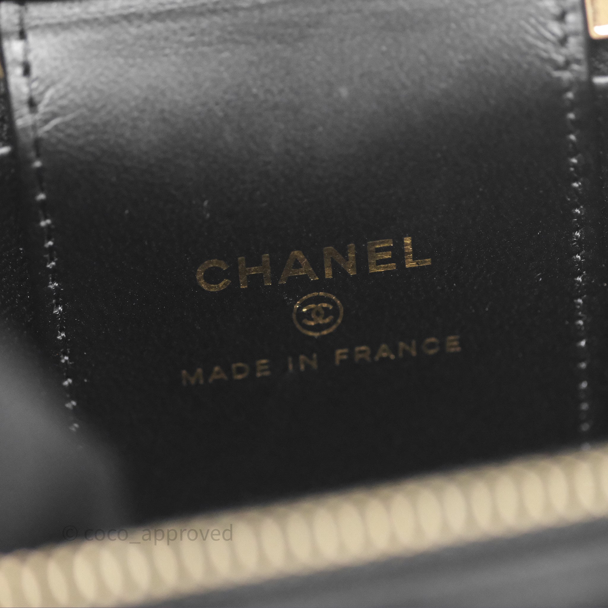 Chanel Mini Metal Top Handle Vanity With Chain Black Lambskin Aged