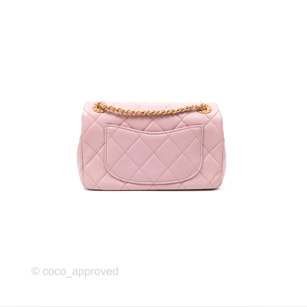 Chanel Flap Bag Dusty Pink Lambskin Aged Gold Hardware 24P