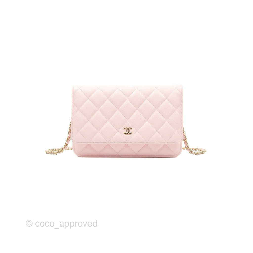 Chanel Quilted Classic Wallet On Chain WOC Pink Caviar Gold Hardware