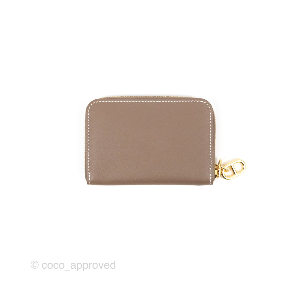 Hermès Zipengo Chaine d'Ancre Compact Card Holder Etoupe 18 Evercolor Gold Hardware