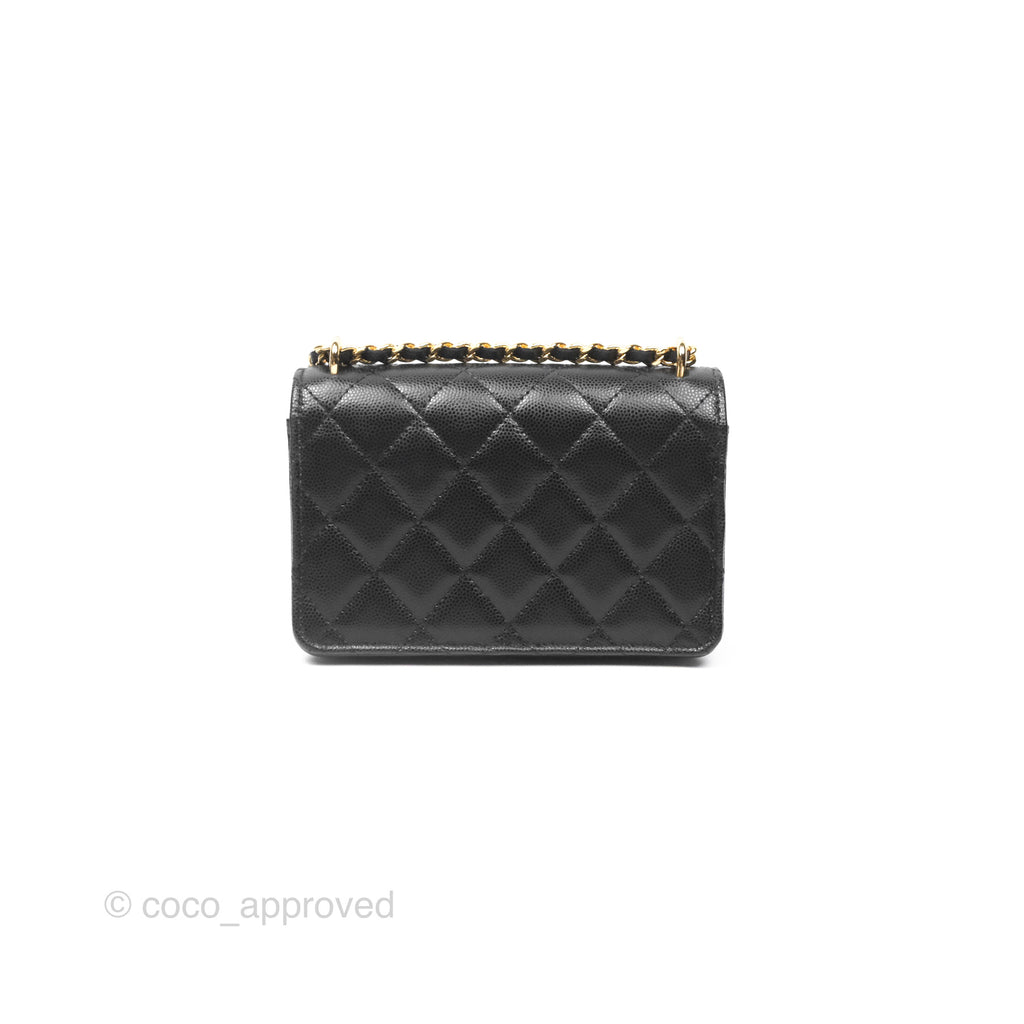 Chanel WOC Bag Charm Black Caviar Gold Hardware