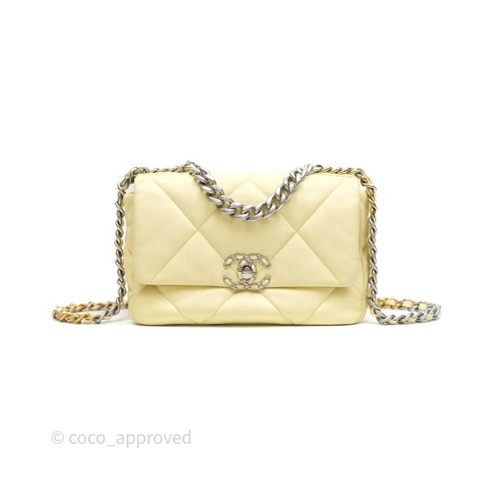 Chanel 19 Small Light Yellow Mixed Hardware