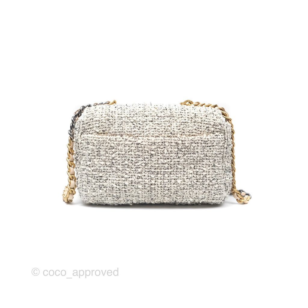 Chanel 19 Small Tweed Oreo Cream Mixed Hardware