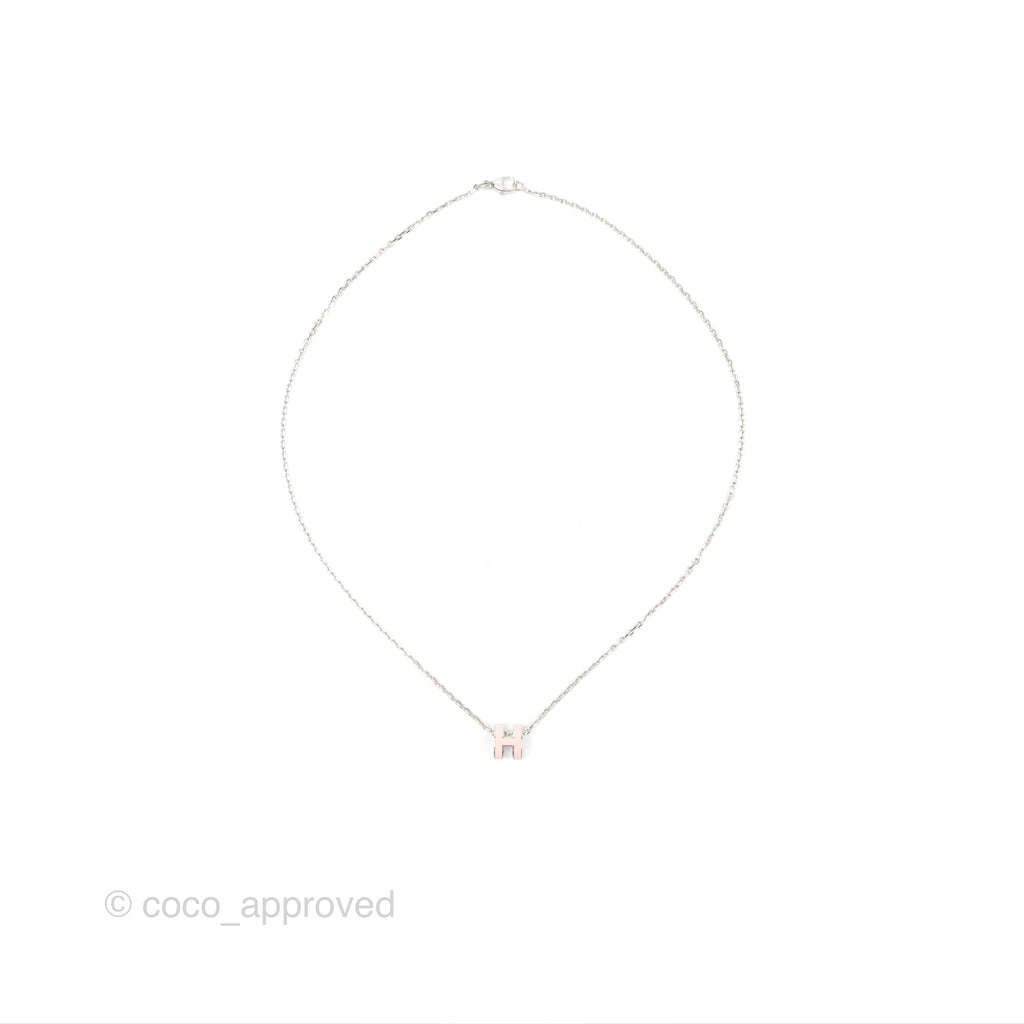 Hermès Mini Pop H Rose Dragee Pendant Necklace Palladium Hardware
