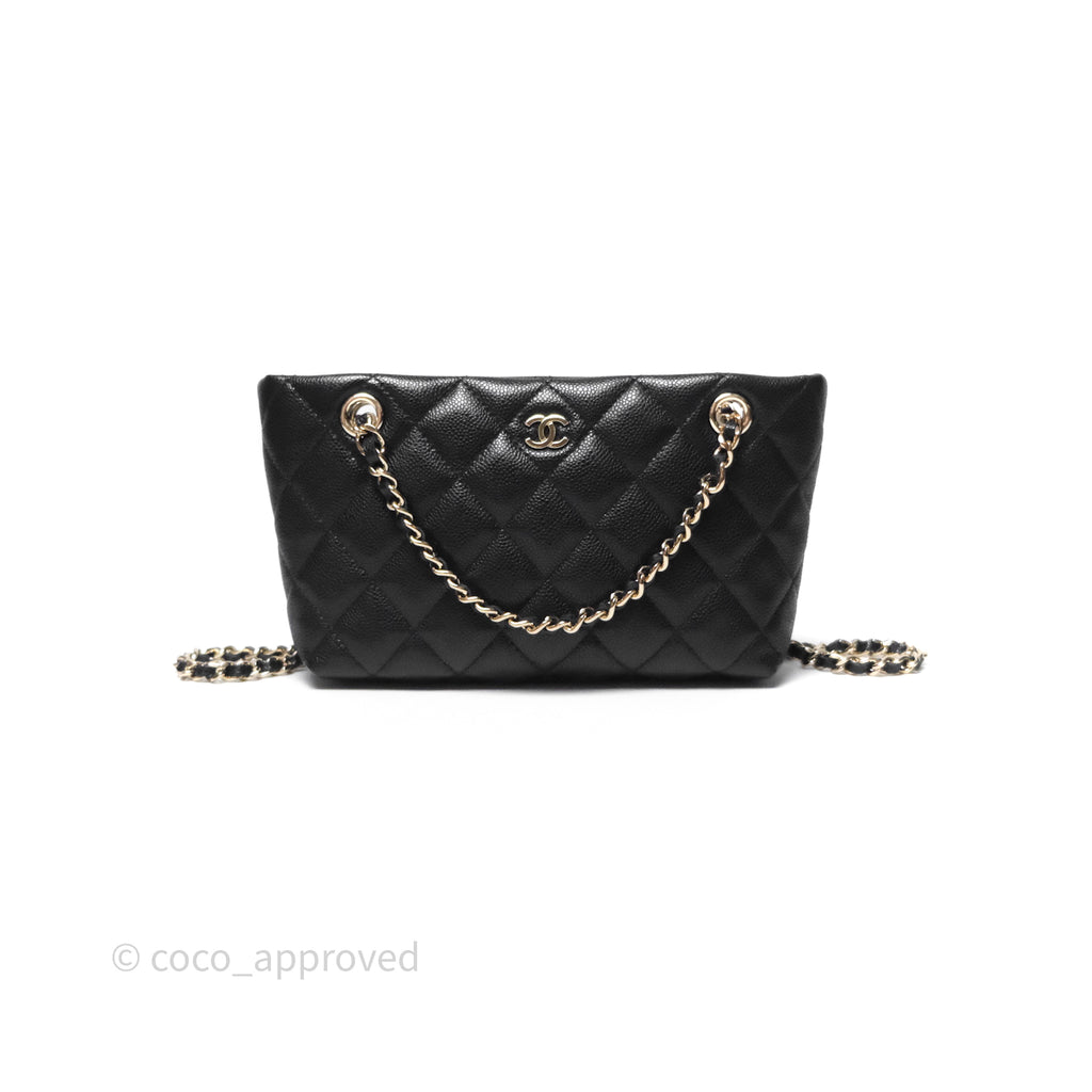 Chanel Mini Tote Bag Black Caviar Gold Hardware 25C