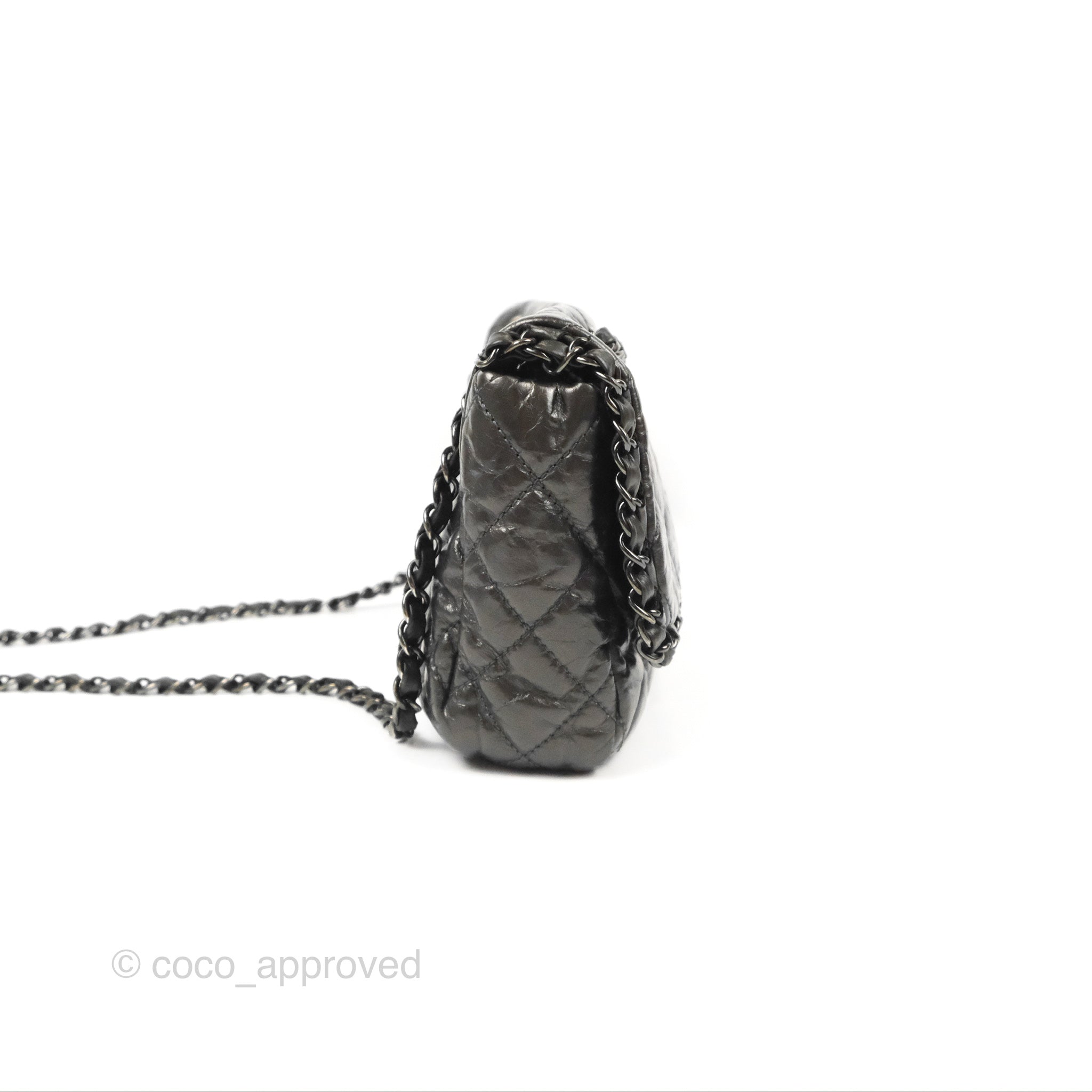 Chanel Medium Chain Me Flap Bag Metallic Dark Grey Calfskin Gun