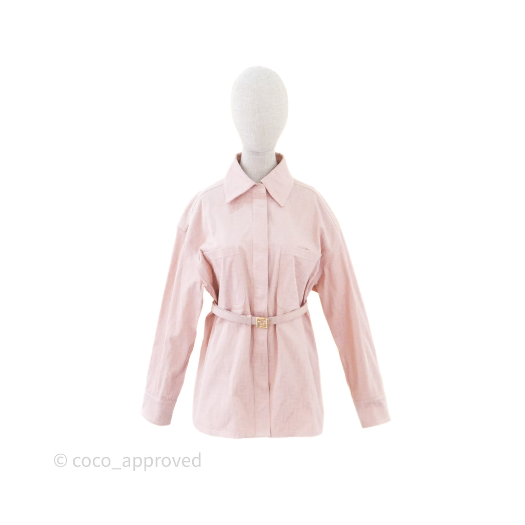 Fendi Denim FF Belted Jacket Pink