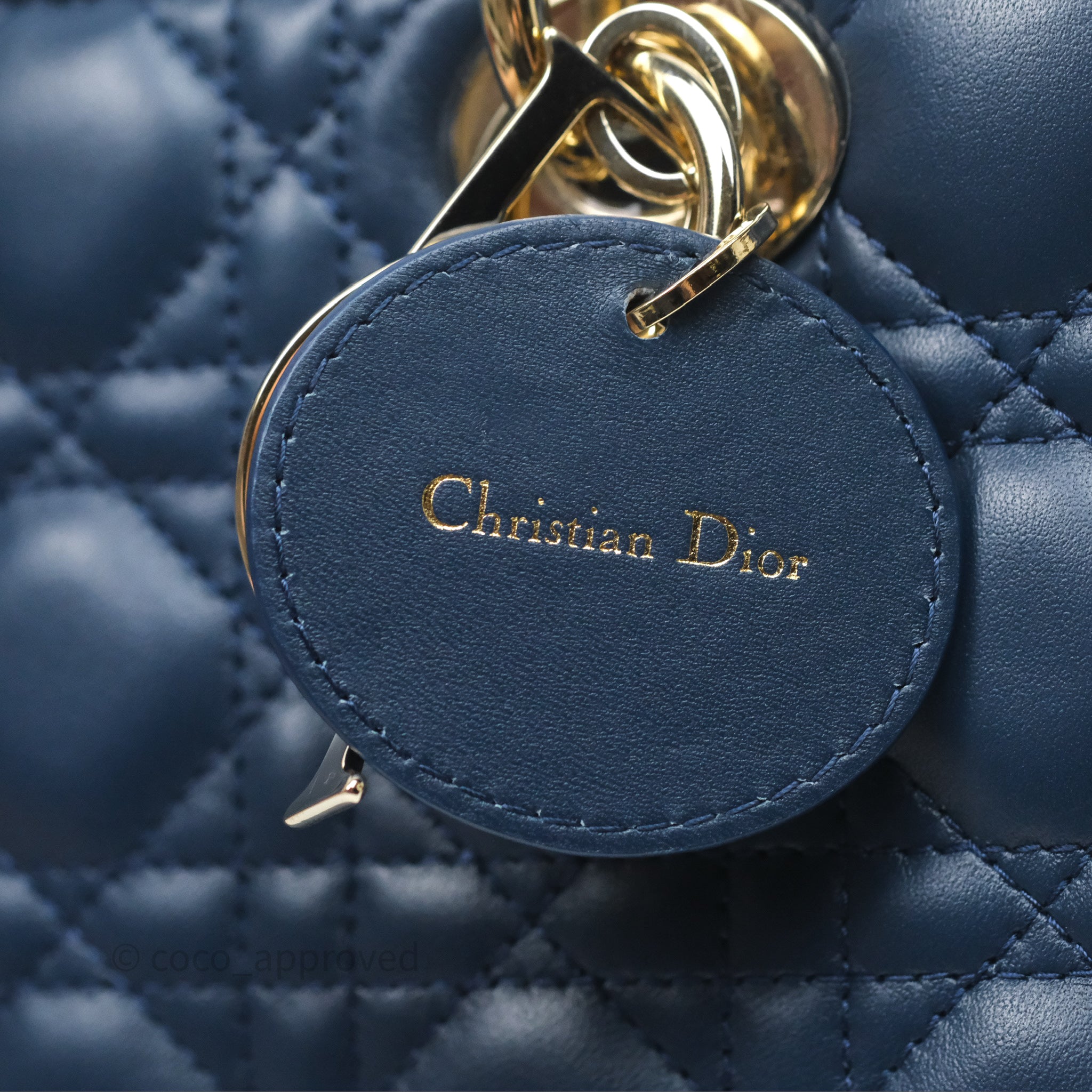 Christian Dior Medium Lady D-Joy Bag Deep Ocean Blue Cannage