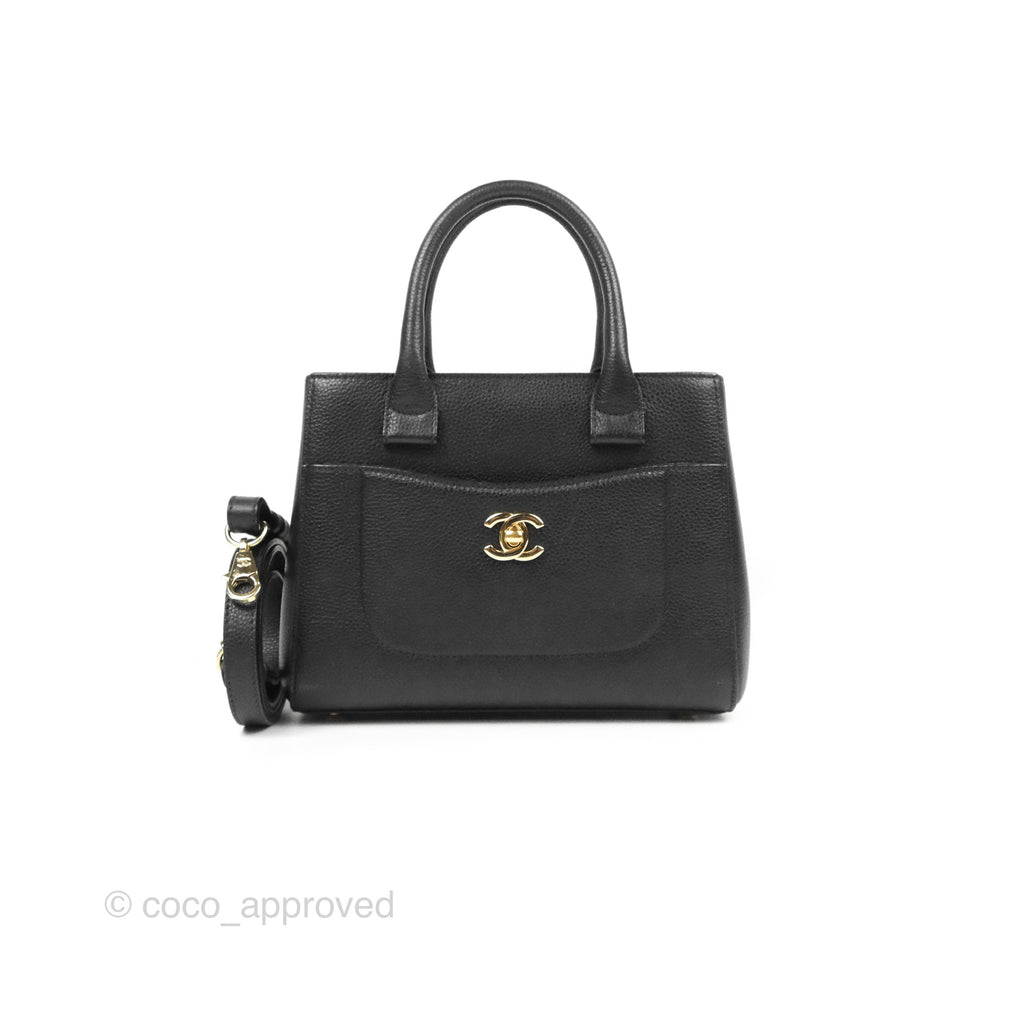 Chanel Mini Neo Executive Shopper Tote Black Grained Calfskin Gold Har –  Coco Approved Studio