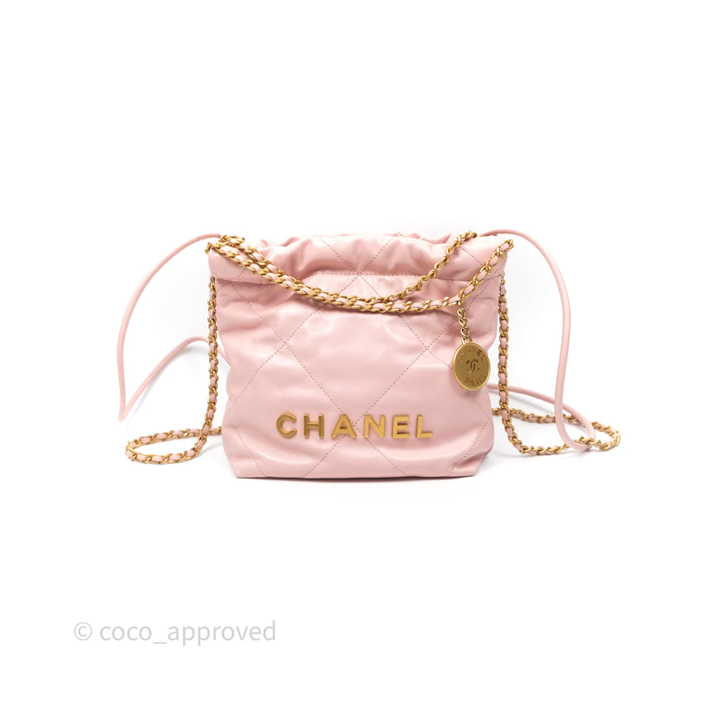 Chanel 22 Mini Bag Light Pink Crumpled Calfskin